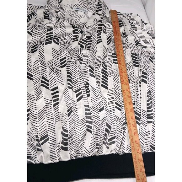Top Notch Shirt Plus Size 24W Polyester Blouse White Black Geometric Vintage USA - Picture 3 of 15